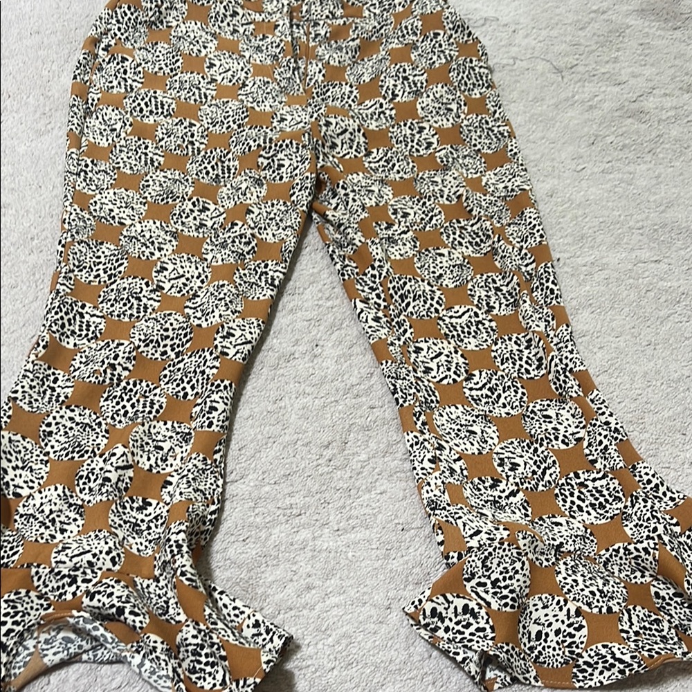 Topshop Brown and White Patterned Pants EUC